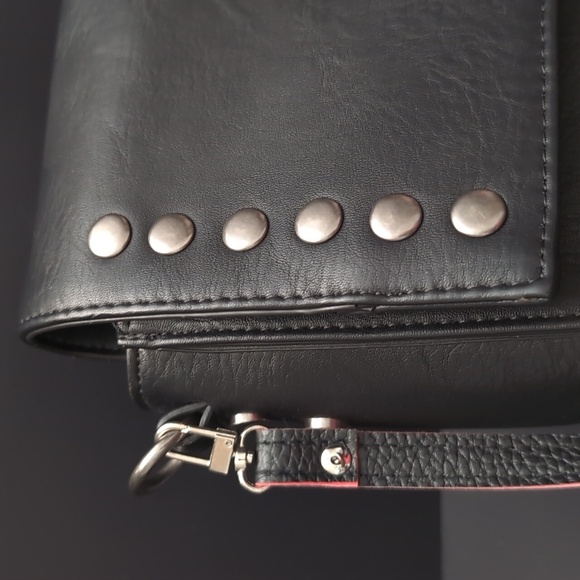 Steve Madden Women's Black Studded Leather Satchel/Crossbody Bag. - Picture 3 of 13